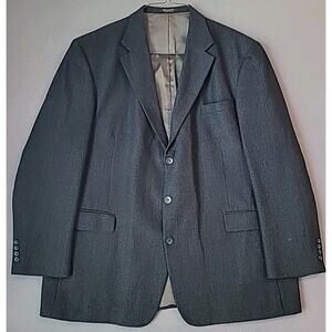 Vintage Oscar de la Renta Men’s Blue Herringbone Wool Sport Coat Blazer 50L EUC